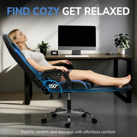 Ergonomic Gaming Chair with Massage Lumbar Support, Footrest, and Adjustable Headrest — Smart Chairs, Dowinx