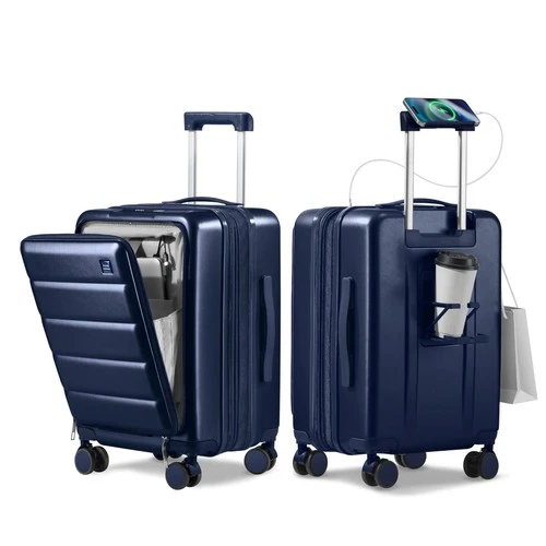 Expandable Carry On Luggage with Cup Holder and USB Charging — Smart Luggage, ISLAND ELEPHANT