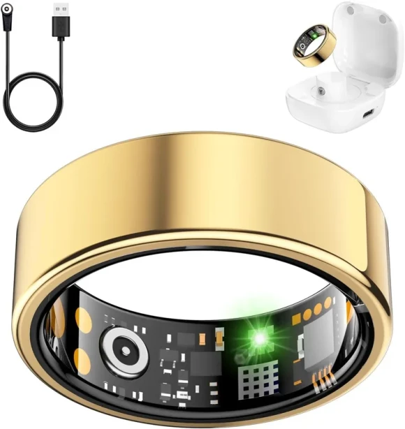Fitness Ring with Heart Rate, Blood Oxygen, Stress, Sleep, and Step Tracking — Smart Ring, REWSX