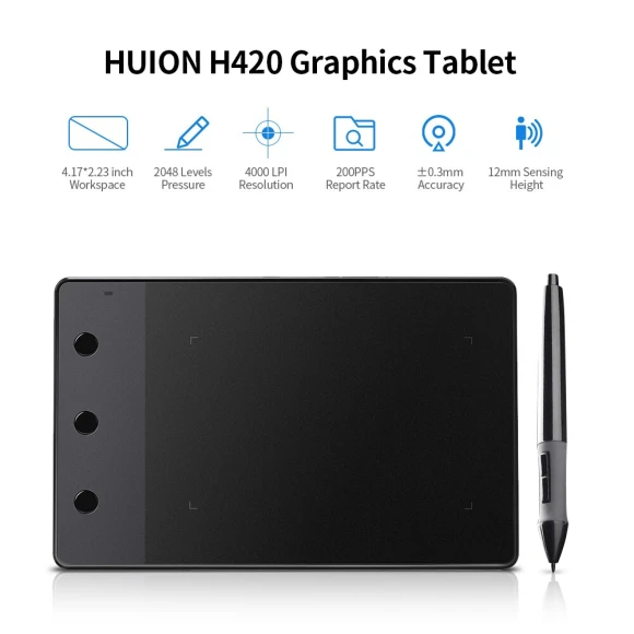 Graphics Drawing Tablet Signature Pad with Digital Stylus and Express Keys — Drawing Tablet, Huion