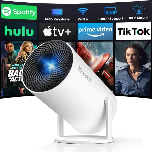 Portable Projector with WiFi 6 and Bluetooth 5.2 — Smart Projector, YINCODI