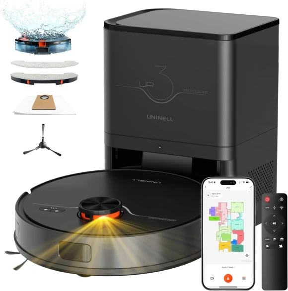 Robot Vacuum and Mop Combo with Self-Emptying — Robot Vacuum, uninell