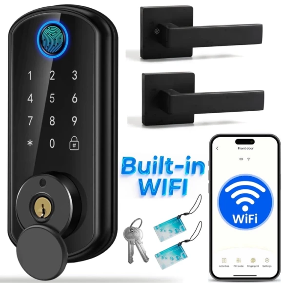 WiFi Smart Door Lock Set with Keypad and Fingerprint — Smart Lock, BlackSmith