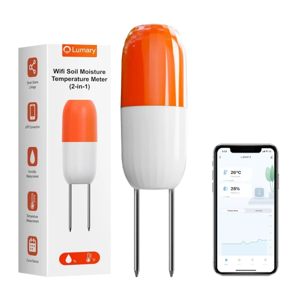 Wireless WiFi Moisture and Temperature Soil Meter — Soil Moisture Sensor, Lumary