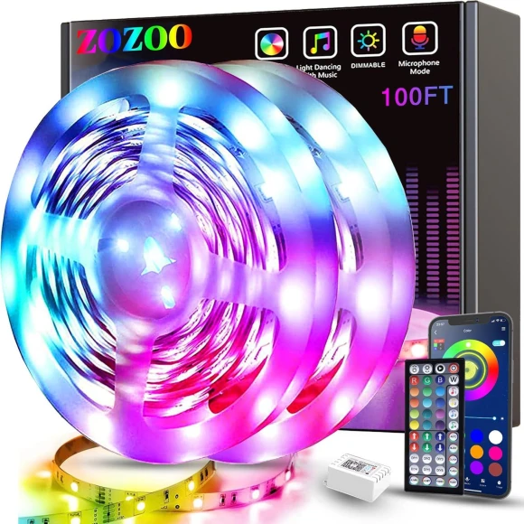 100ft LED Lights for Bedroom (2 Rolls of 50ft) — LED Strip Lights, ZOZOO