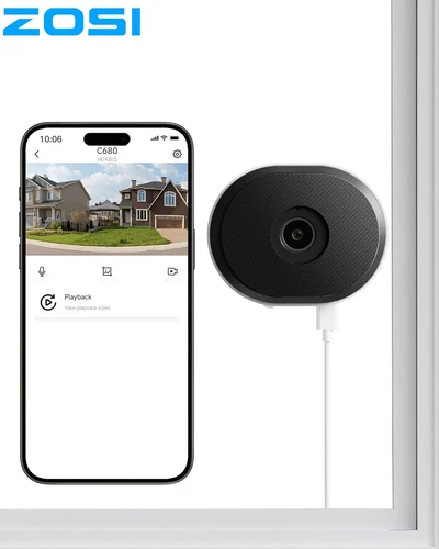 2K Window Security Camera with Full Color Night Vision — Security Camera, ZOSI