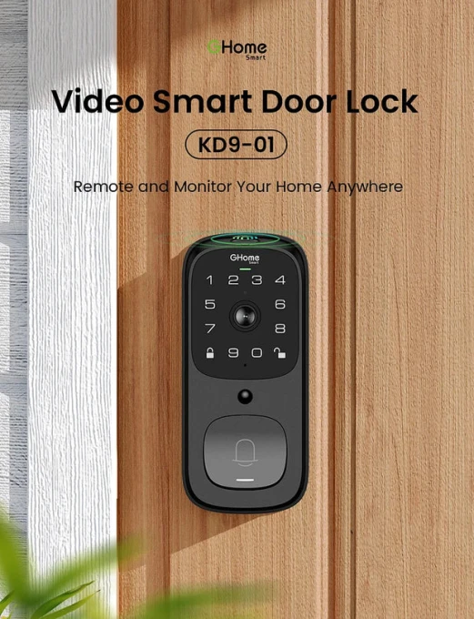 3 in 1 Door Lock with Fingerprint, WiFi, Keyless Entry Smart Deadbolt, 2K HD Camera — Smart Lock, GHome Smart