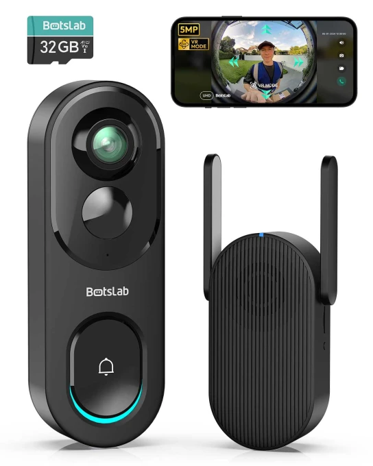 5MP Doorbell Camera Wireless with Solar Panel — Video Doorbell, BOTSLAB