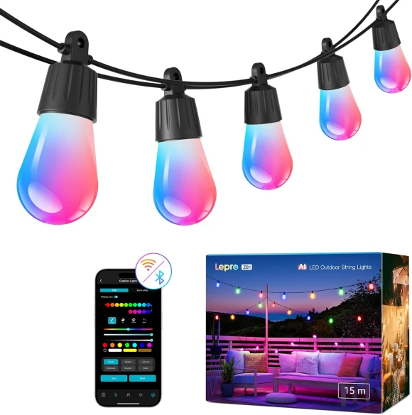 AI Smart Outdoor String Lights — Smart Light Bulb, Lepro