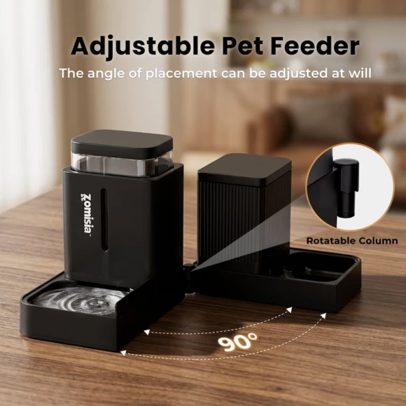 Automatic Cat Feeder and Water Dispenser Set, 2 in 1 Gravity Food Dispenser — Automatic Pet Feeder, ZOMISIA