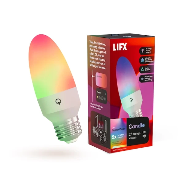 Color Smart Candle LED Bulb with Flame Effect — Smart Light Bulb, LIFX