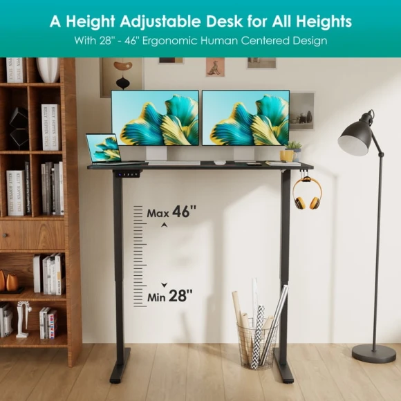 Electric Standing Desk with Headphone Holder and Memory Functions — Standing Desk, PayLessHere
