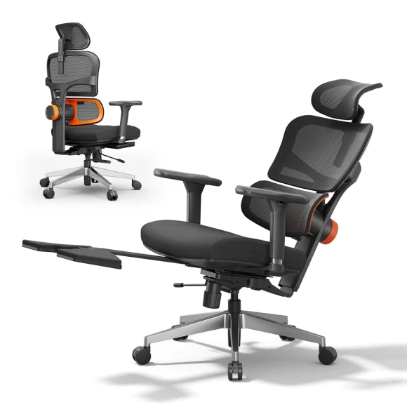 Ergonomic Office Chair with Adaptive Lumbar Support, Footrest, 4D Armrest, Adjustable Seat Depth & Height — Smart Chairs, NEWTRAL