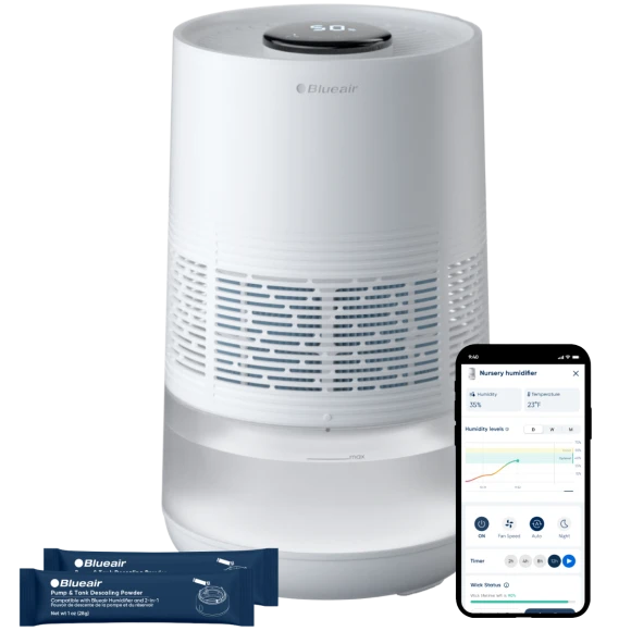 Premium Smart Humidifier for Large Rooms, Bedrooms, Better Sleep with Evaporative Invisible Mist Tech, Auto Humidify,... — Humidifier, BLUEAIR