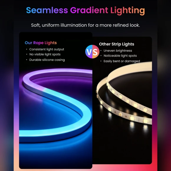 RGBIC Neon Rope Light, 5M Matter-Certified Neon Strip Lights — LED Strip Lights, SwitchBot