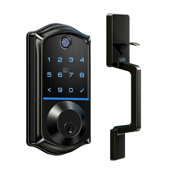 Smart Fingerprint Front Door Lock Set, App Control, 8-in-1 Keyless Entry Deadbolt with Lever Handle — Smart Lock, Veise