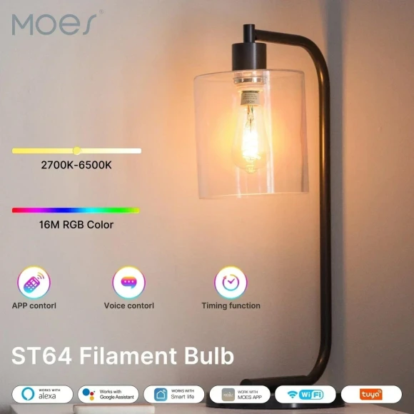 Smart ST64 Edison LED Light Bulbs — Smart Light Bulb, MOES