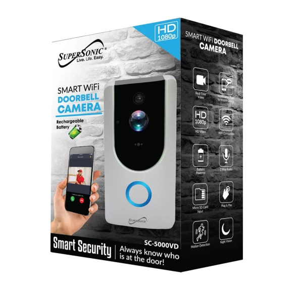 Smart WiFi Doorbell Camera — Video Doorbell, Supersonic