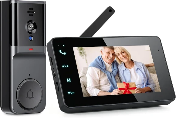 Wireless Doorbell Camera with Monitor — Video Doorbell, KEPEAK