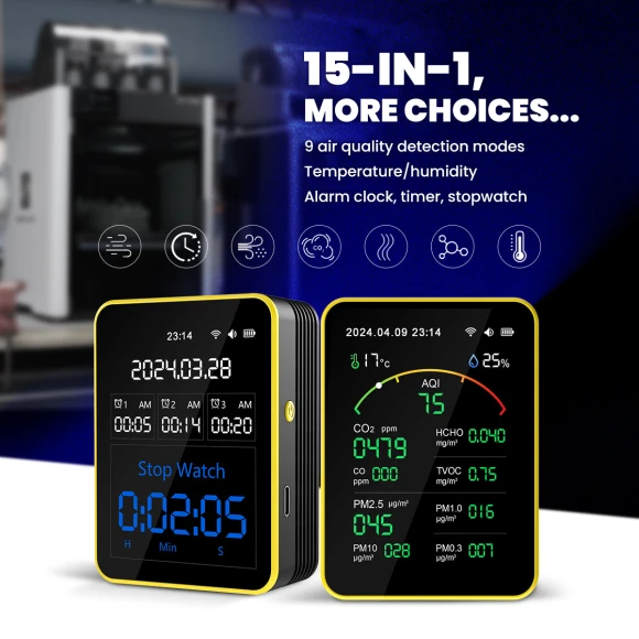 15 in 1 Air Quality Detector — Air Quality Monitor, Yctze