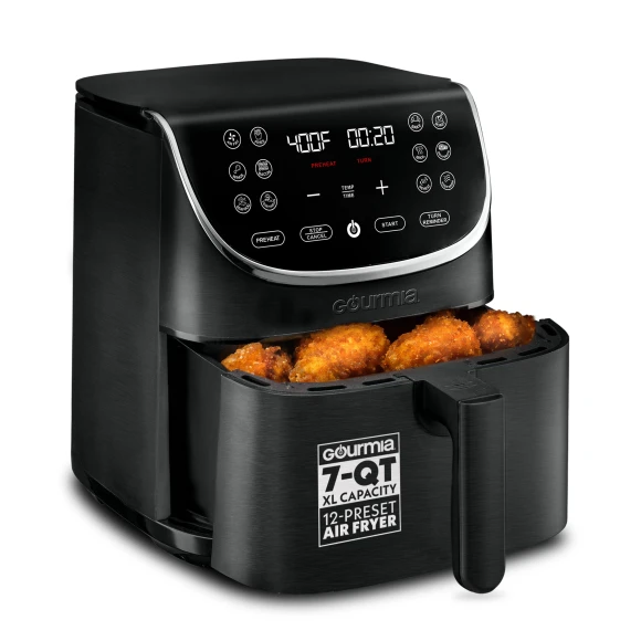 Air Fryer - 7 Qt Large Capacity with LED Display, 12 One-Touch Presets — Air Fryer, Gourmia
