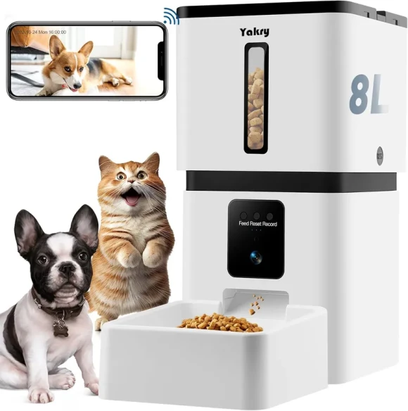 Automatic Cat Feeder with Dual Cameras and Bowls — Automatic Pet Feeder, Yakry