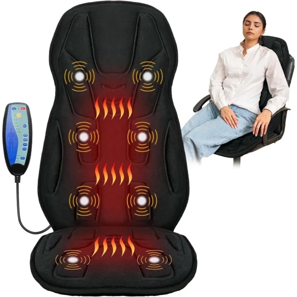Back Massager with Heat, 8 Vibrating Motors, Massage Chair Pad — Massage Chairs, CooCoCo
