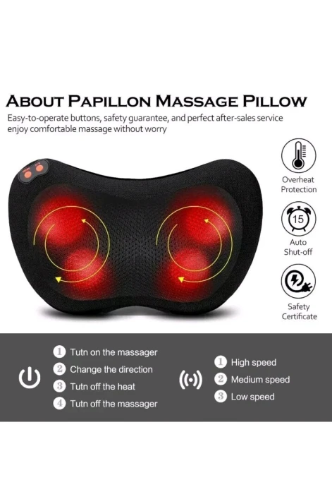 Back Massager with Heat, Shiatsu Neck Massager Pillow — Massage Chairs, Papillon