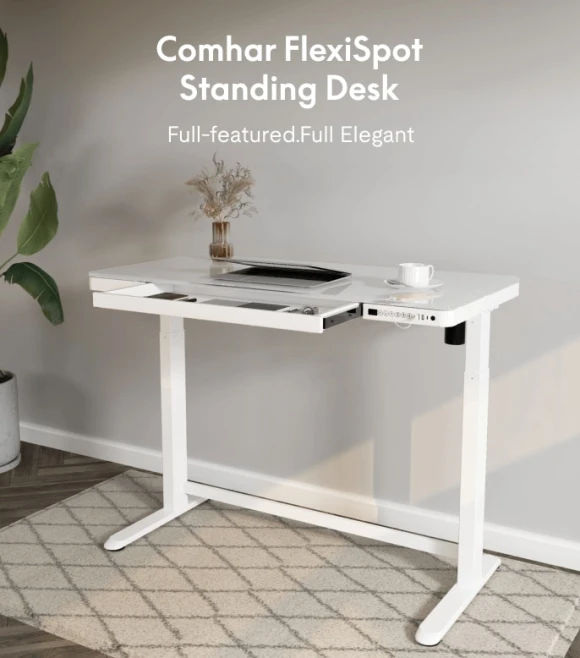 Comhar Electric Standing Desk with Drawers and USB Charging — Standing Desk, FLEXISPOT