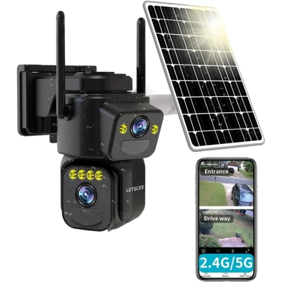 Dual Lens Security Camera Wireless Outdoor — Security Camera, LETSCEE