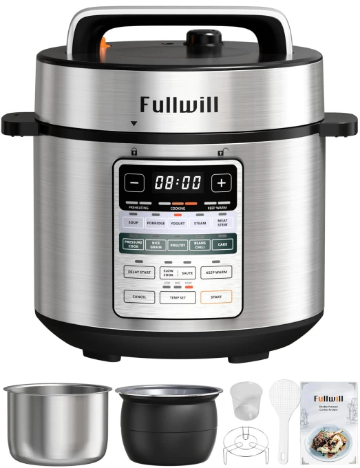 Dual-Pot Electric Pressure Cooker, 12-in-1 Multi Cooker with 6QT Stainless Steel & 5QT Ceramic Pot — Multicooker, Fullwill