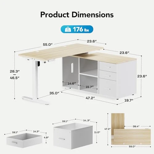 L Shaped Standing Desk — Standing Desk, HUANUO