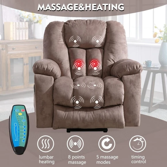 Large Power Lift Recliner Chair with Massage and Heat — Massage Chairs, CANMOV
