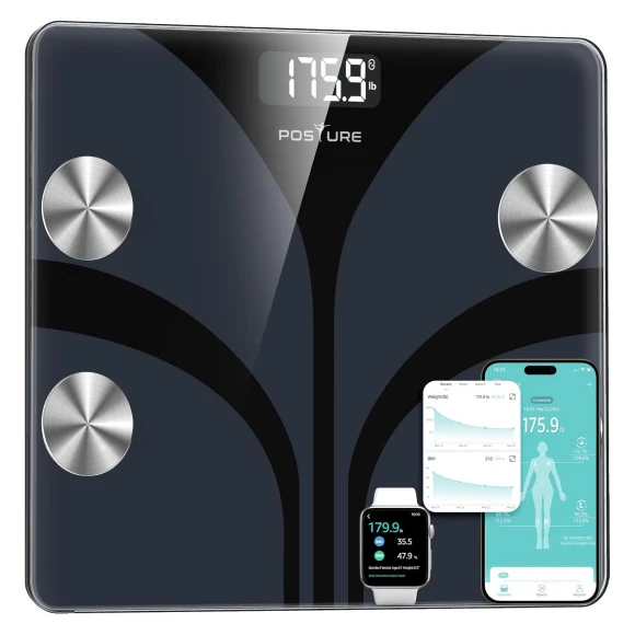 Posture Scale for Body Weight with 8 electrodes, Smart Digital Bathroom Scale for Weight, Body Fat, Muscle Mass 28 Body... — Smart Scale, Posture