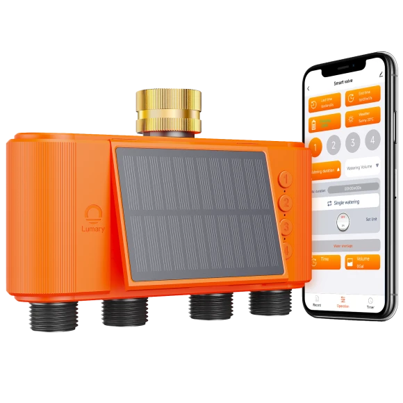 Solar WiFi Sprinkler Timer with Flow Monitor — Irrigation System, Lumary