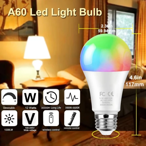 A60 Smart Light Bulb with Remote Control — Smart Light Bulb, GRV