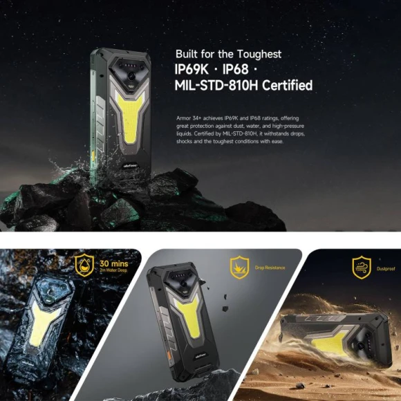Rugged Phone, 512GB Storage, Black — Smartphones, Ulefone