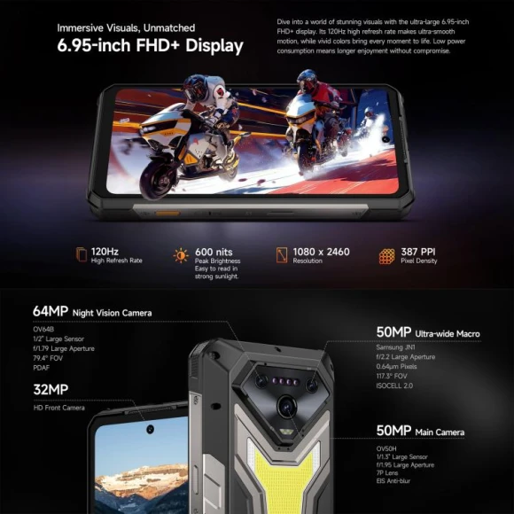 Rugged Phone, 512GB Storage, Black — Smartphones, Ulefone