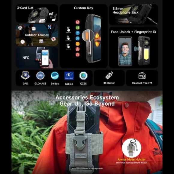 Rugged Smartphone, Black, 12GB RAM + 512GB Storage — Smartphones, Ulefone