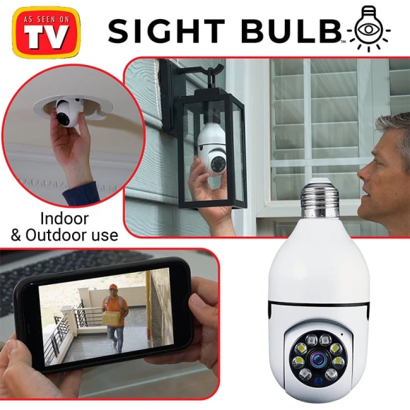 Security Camera, Two Way Talk 1080P HD Video WiFi Smart Camera, Indoor Outdoor Night Vision 360 Degree Motion Detection... — Security Camera, Sight Bulb