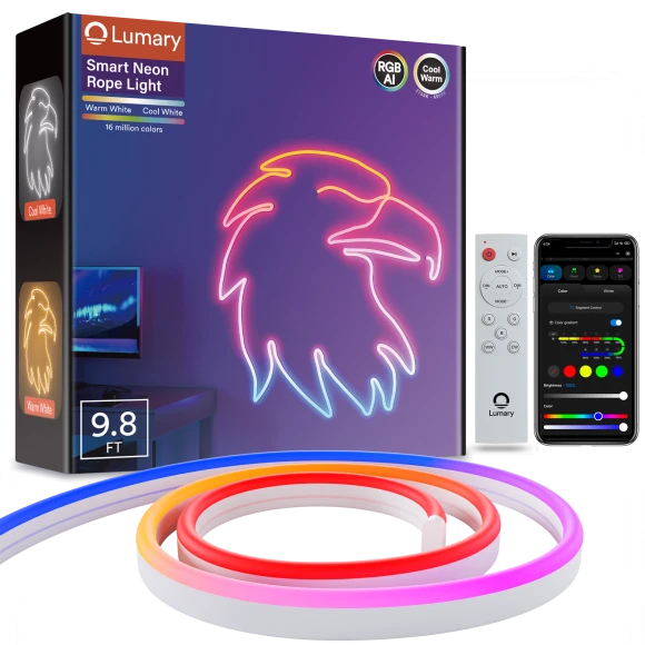 Smart RGBAICW Neon Rope Light 9.8ft — LED Strip Lights, Lumary