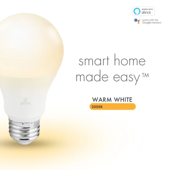 Smart Wi-Fi LED Light Bulb 2-Pack, Dimmable Frosted — Smart Light Bulb, Globe Electric
