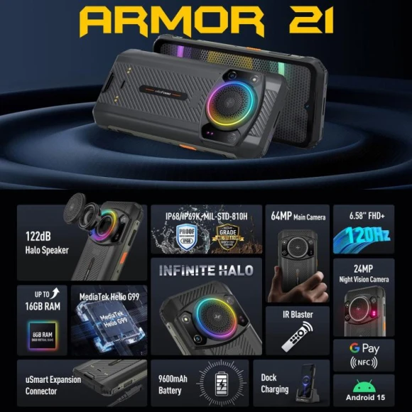 Armor 21 Black Rugged Smartphone — Smartphones, Ulefone