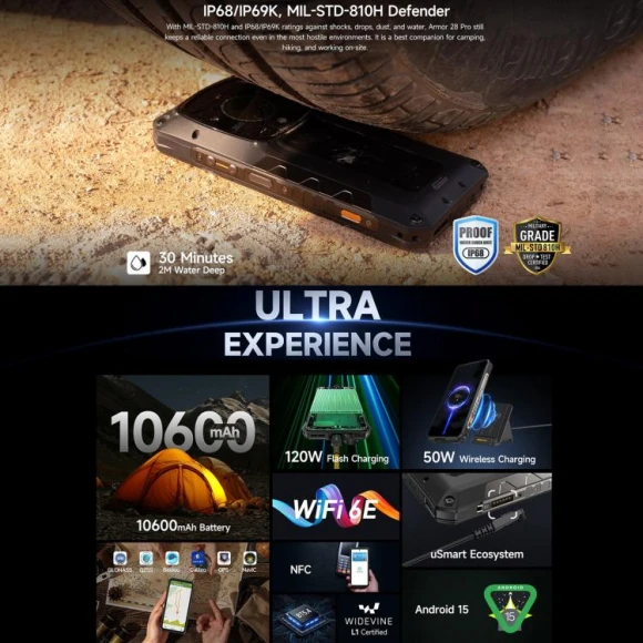 Rugged phone, Black — Smartphones, Ulefone