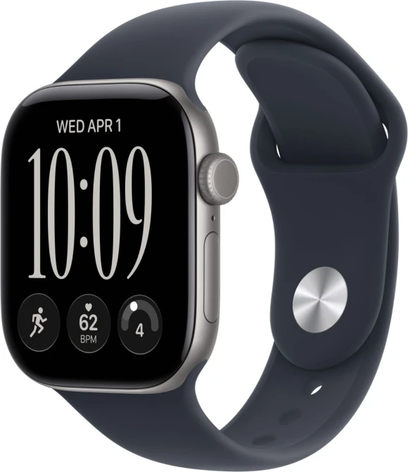 46 mm Smartwatch with M/L band, Space Gray aluminum case and Navy Blue Sport Band — Smart Watch, Apple