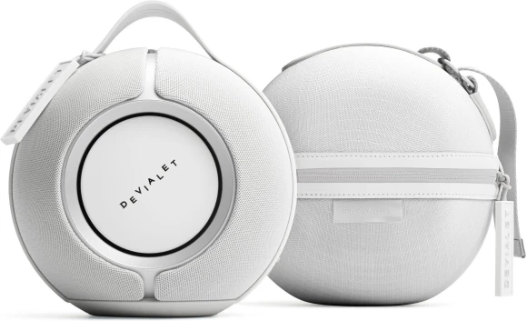 Portable speaker with Cocoon case, White Mist — Smart Speaker, Devialet