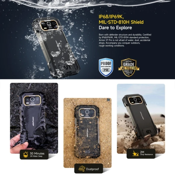 Rugged Phone, Black, 12GB+256GB — Smartphones, Ulefone