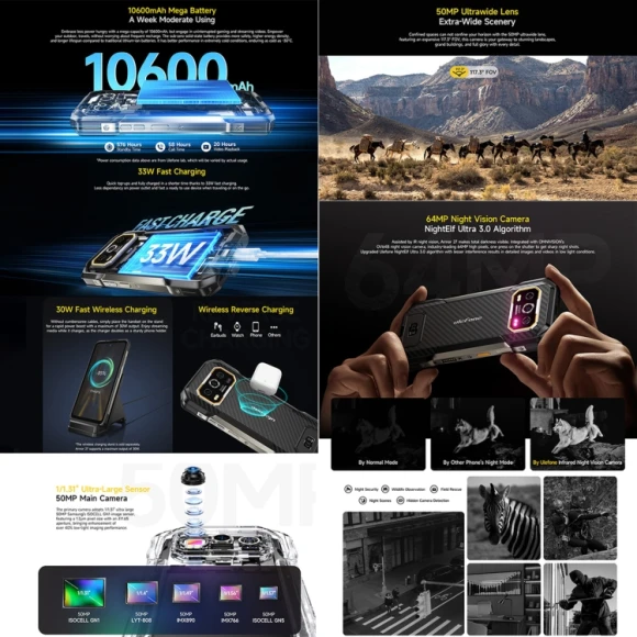 Rugged smartphone, 12GB+256GB, Black — Smartphones, Ulefone
