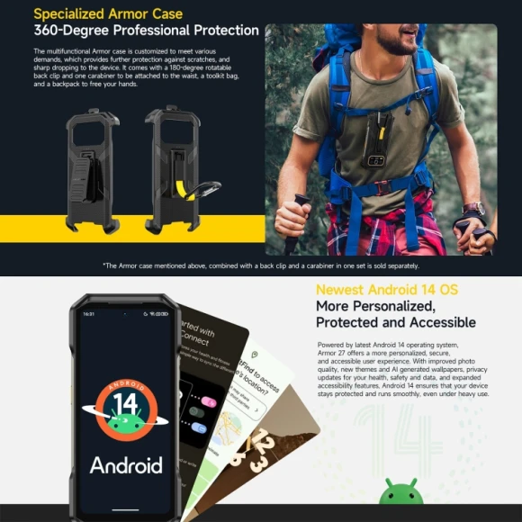 Rugged smartphone, 12GB+256GB, Black — Smartphones, Ulefone