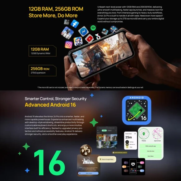Rugged smartphone, 12GB RAM + 256GB storage — Smartphones, Ulefone